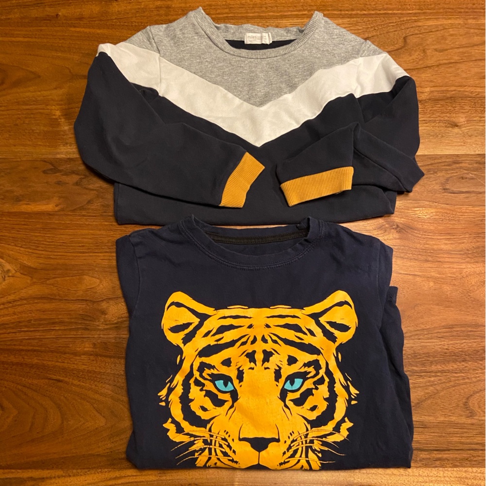 Size 6 Miles sweatshirt and size 6 Appaman T-shirt